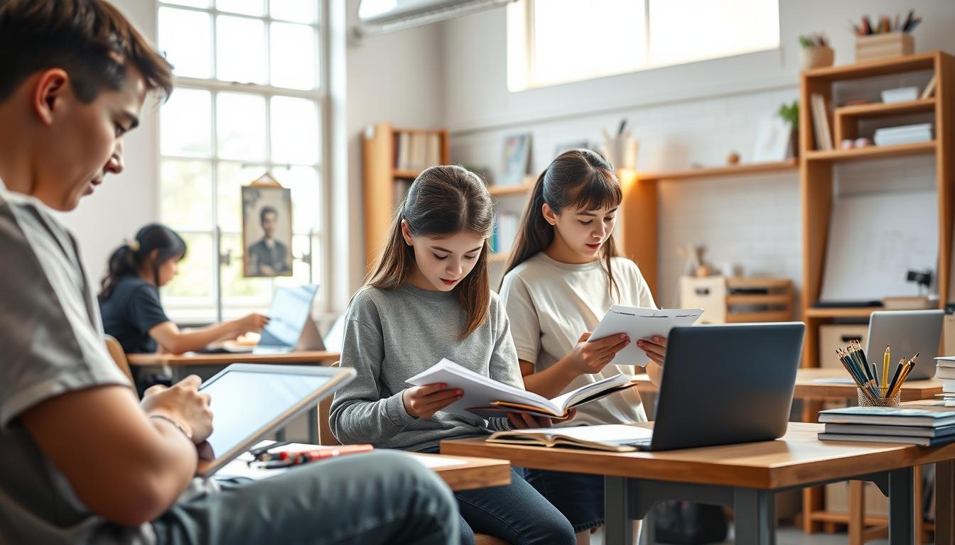 Student preparing for exams with study materials